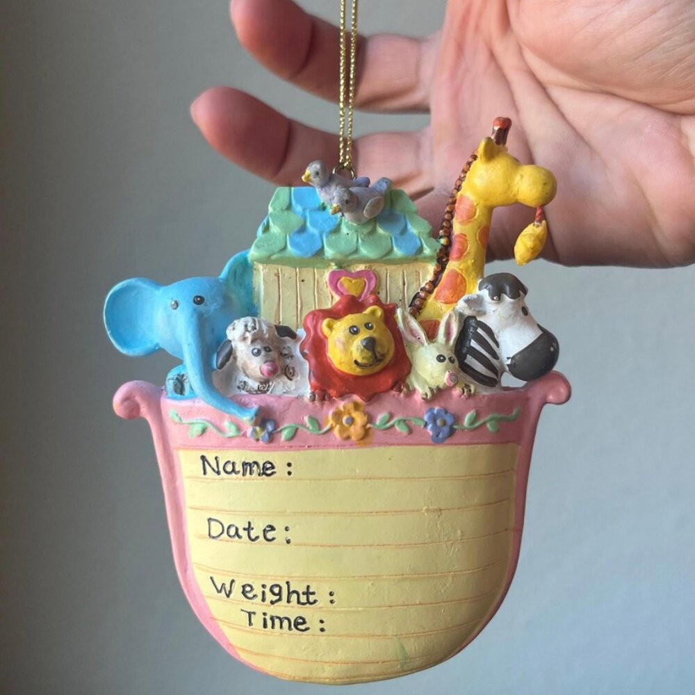 Baby's Personalizable Ornament Noah's Ark Design First Christmas Nursery Decor